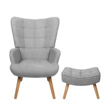 Afton Rubberwood Armchair with Ottoman